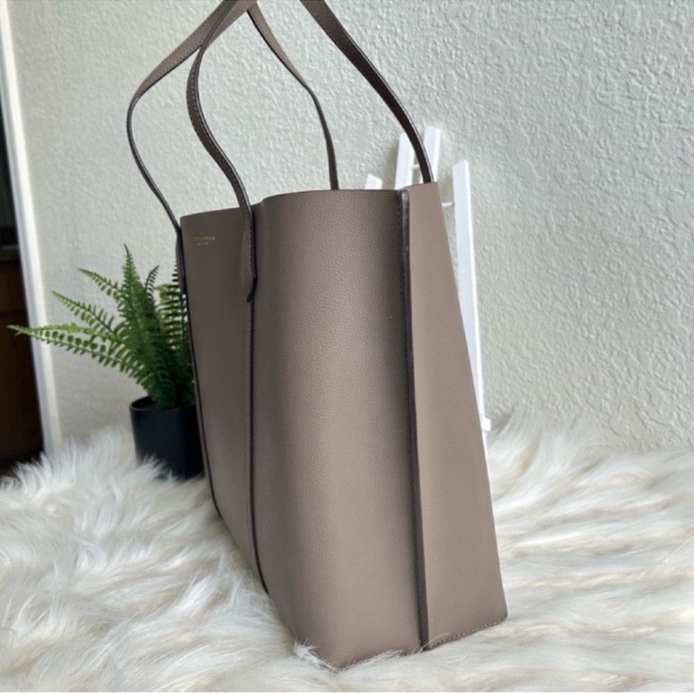 Tory Burch Taupe Tote with Orange Lining - Picture 8 of 12